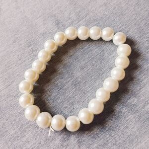 Retro Pearl Stretch Bracelet String Friendship Preppy Simple Cream White Beaded